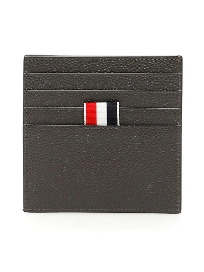 Shop Thom Browne 4-bar Label Cardholder In Charcoal (grey)