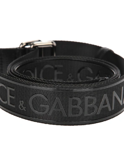 Shop Dolce & Gabbana Fabric Logo Belt In Black