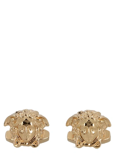 Shop Versace Medusa Cuffs In Gold