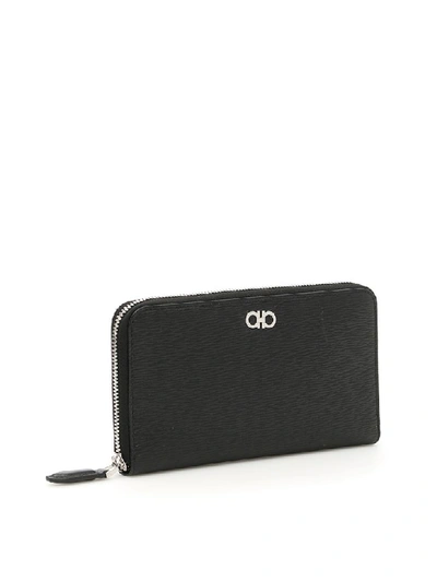 Shop Ferragamo Revival Wallet With Ganci In Nero (black)