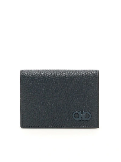 Shop Ferragamo Gancini Cardholder In Lavagna (blue)