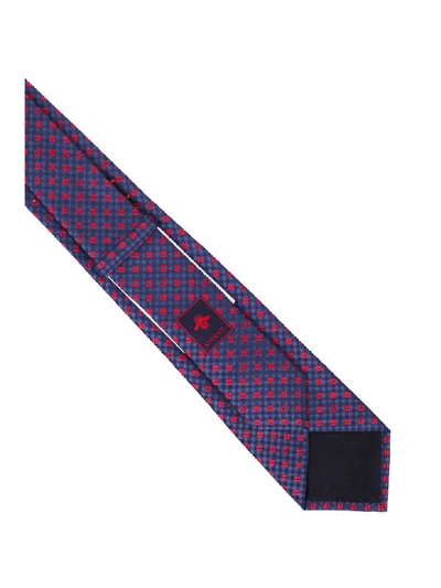 Shop Gucci Blue Checked Silk Tie In Rosso