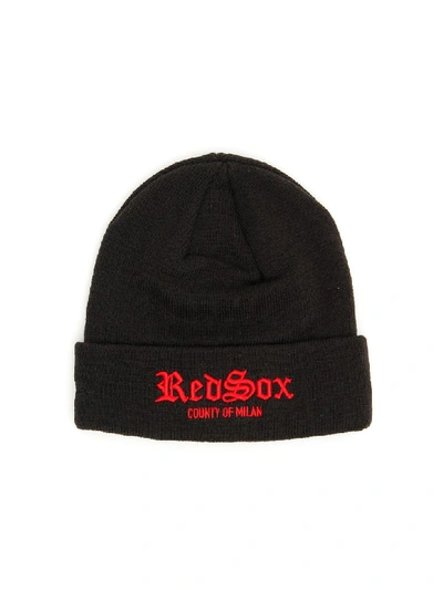 Shop Marcelo Burlon County Of Milan Red Sox Beanie In Black Red (black)