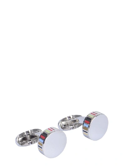 Shop Paul Smith Circular Cufflinks With Multicolored Lines