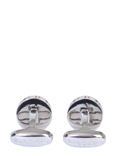 Shop Paul Smith Circular Cufflinks With Multicolored Lines