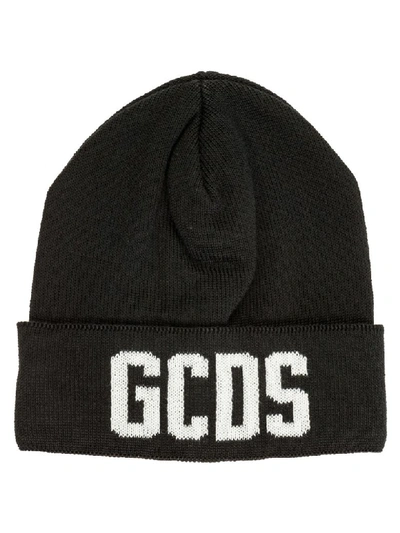 Shop Gcds Wool Beanie Hat In Nero
