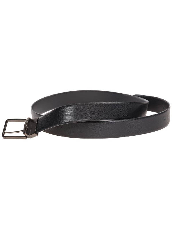 Emporio Armani Men's Belt Reversible Double Genuine Leather In Black ...