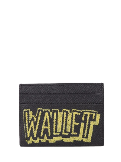 Shop Balenciaga Black Ville Card Holder In Nero/giallo