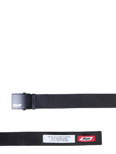 Shop Msgm Belt With Logoed Buckle In Nero