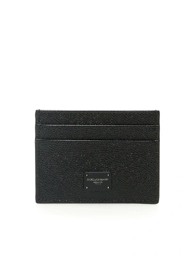 Shop Dolce & Gabbana Dauphine Calfskin Cardholder In Nero (black)