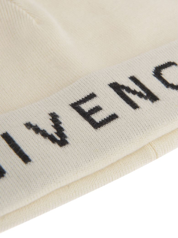 Givenchy Logo Printed Beanie In White | ModeSens