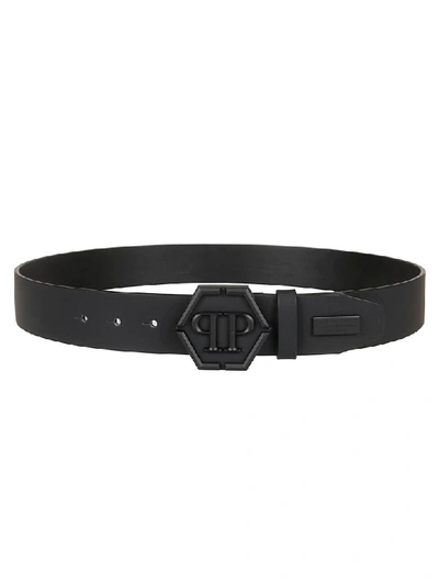Shop Philipp Plein Original Logo Belt In Black