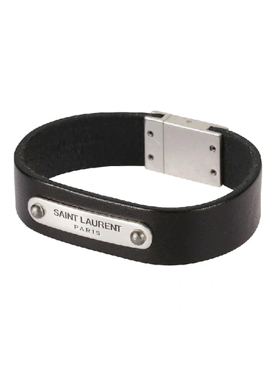 Shop Saint Laurent Logo Bracelet In Black