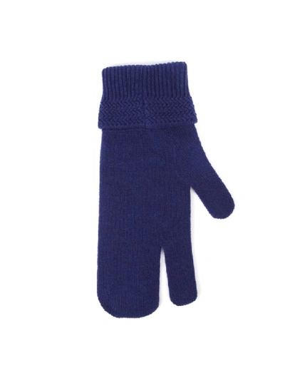 Shop Maison Margiela Blue Cashmere Blended Wool Gloves