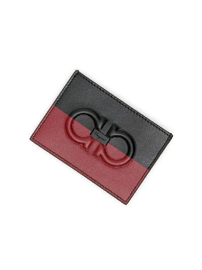 Shop Ferragamo Bicolor Credit Card Holder In Nero (black)