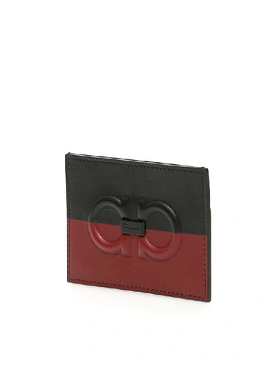 Shop Ferragamo Bicolor Credit Card Holder In Nero (black)