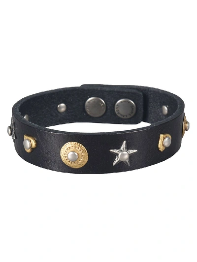Shop Saint Laurent Stud Detail Bracelet In Black