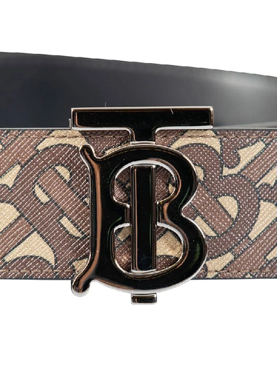 Shop Burberry Plaque Monogram Belt In Bridle Brown