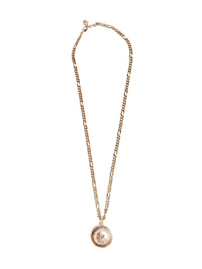 Shop Versace Medusa Necklace In Oro Caldo