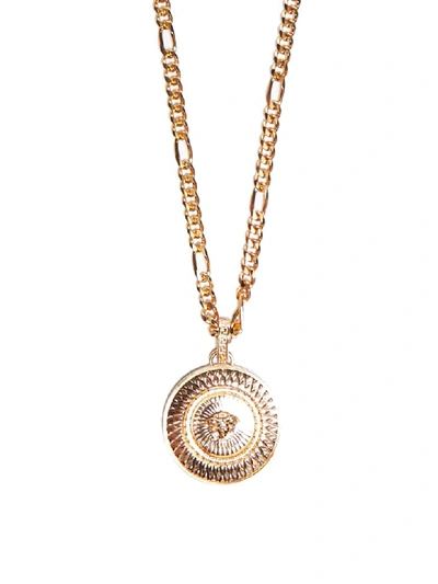 Shop Versace Medusa Necklace In Oro Caldo