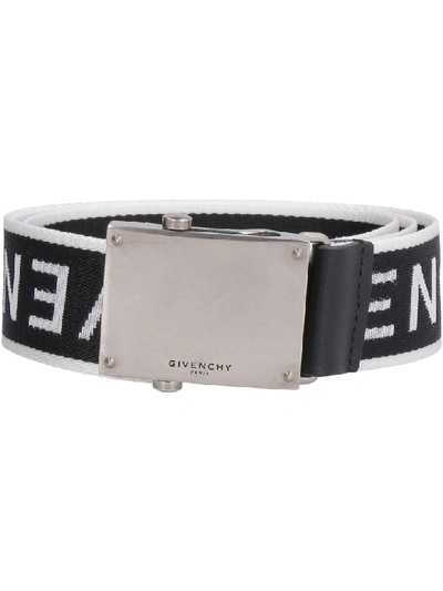 Shop Givenchy Fabric Belt With Jacquard Logo In Black