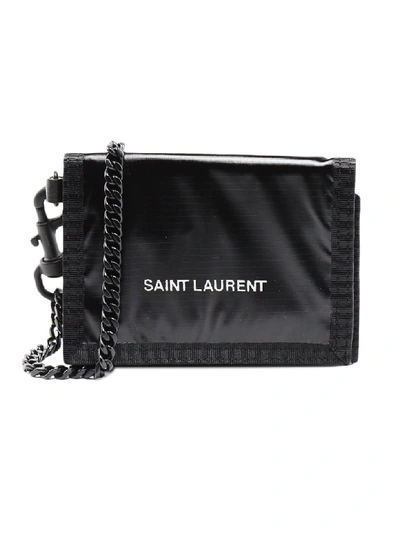 Shop Saint Laurent Wallet In Black/silver