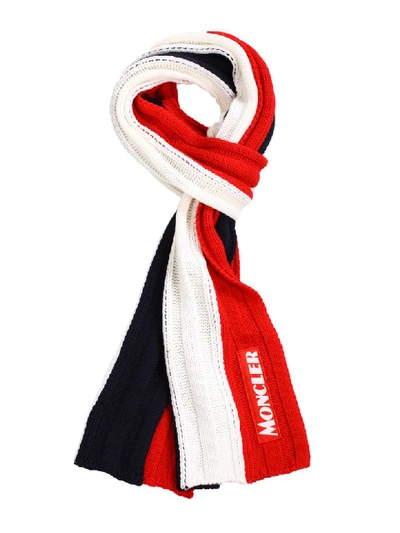 Shop Moncler Tricolor Scarf In Righe