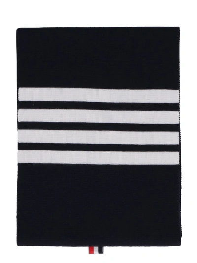 Shop Thom Browne Knitted Wool Scarf In Blue