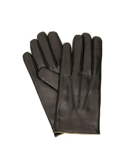 Shop Dolce & Gabbana Leather Gloves In Nero Verde (black)