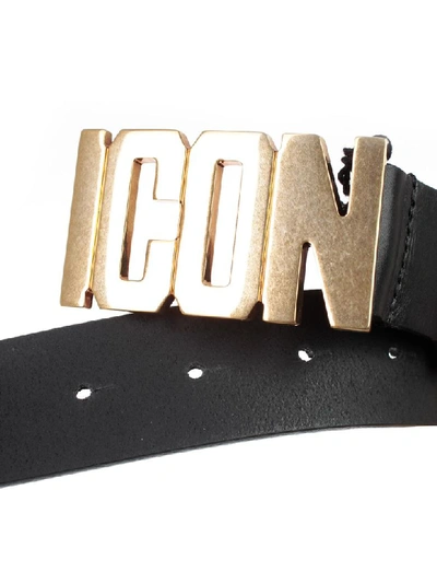 Shop Dsquared2 Icon Belt Vacchetta In Nero Ottone