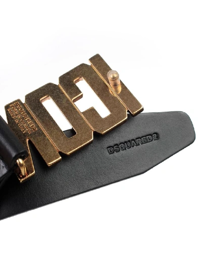 Shop Dsquared2 Icon Belt Vacchetta In Nero Ottone