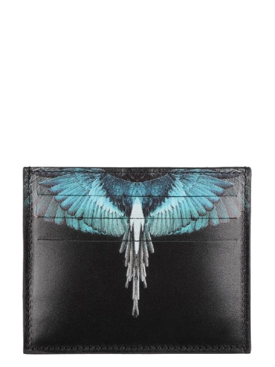 Shop Marcelo Burlon County Of Milan Printed Leather Card Holder In Black