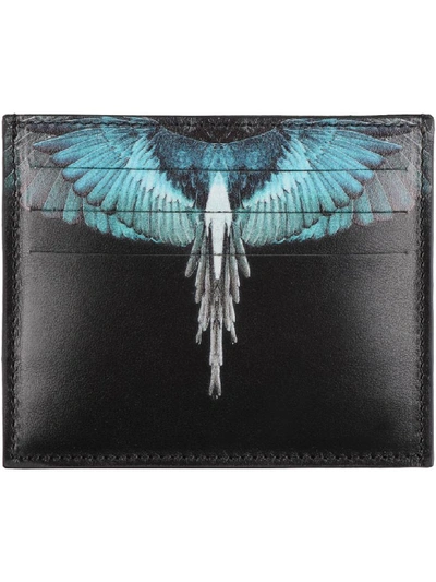 Shop Marcelo Burlon County Of Milan Printed Leather Card Holder In Black