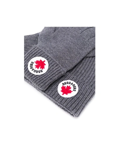 Shop Dsquared2 Grey Mélange Hat+gloves Knit Set In Grigio (grey)