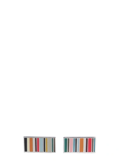 Shop Paul Smith Striped Cufflinks In Multicolor