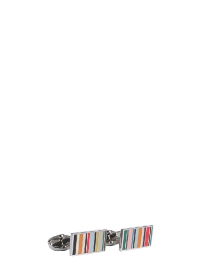 Shop Paul Smith Striped Cufflinks In Multicolor