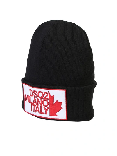 Shop Dsquared2 Patched Beanie In Black