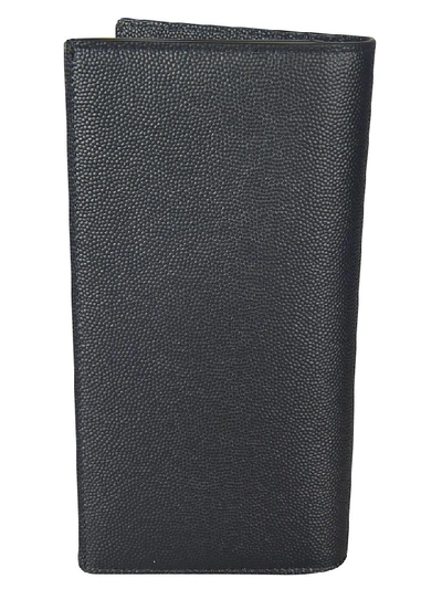 Shop Saint Laurent Logo Plaque Long Wallet In Black