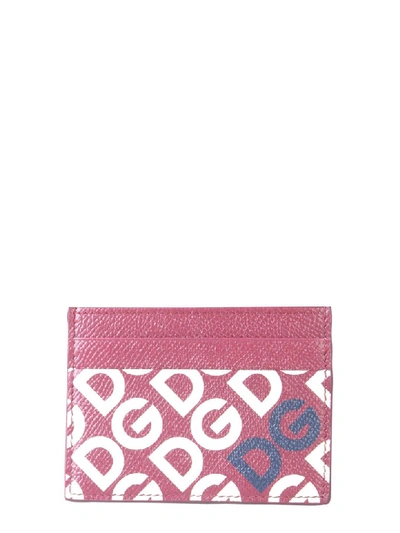 Shop Dolce & Gabbana Leather Card Holder In Bordeaux