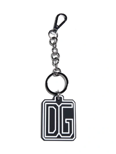 Shop Dolce & Gabbana Keyring In Nero/bianco