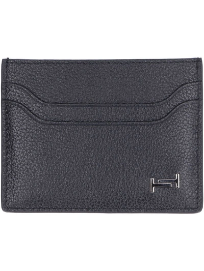 Shop Tod's Pebbled Leather Card Holder In Black
