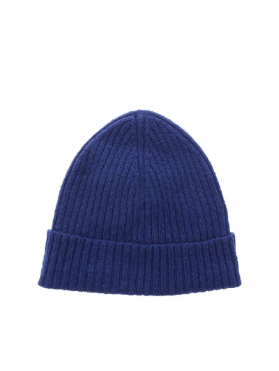 Shop Balmain Logo Embroidered Beanie In Blu