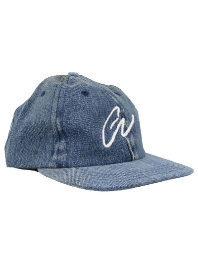 Shop Greg Lauren Denim Logo Baseball Cap In Blue