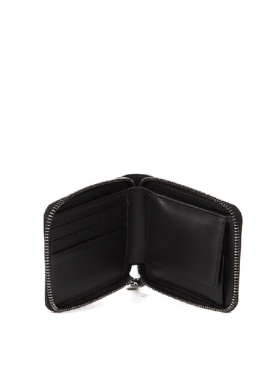 Shop Dolce & Gabbana Black Leather Wallet With Metal Chain & Logo