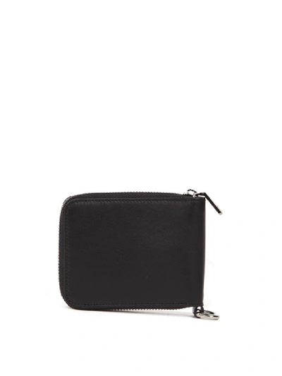 Shop Dolce & Gabbana Black Leather Wallet With Metal Chain & Logo