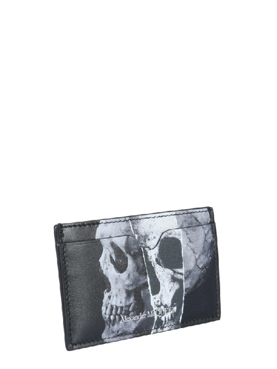 Shop Alexander Mcqueen Torn Skull Card Holder In Nero