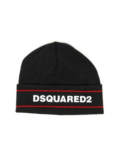 Shop Dsquared2 Knit Logo Beanie In Nero (black)