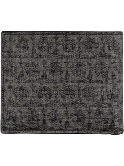 Shop Ferragamo Gancini Leather Flap-over Wallet In Grey