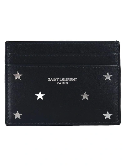 Shop Saint Laurent Star Print Card Holder In Black