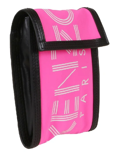 Shop Kenzo Phone Holder On Strap In Deep Fuschia